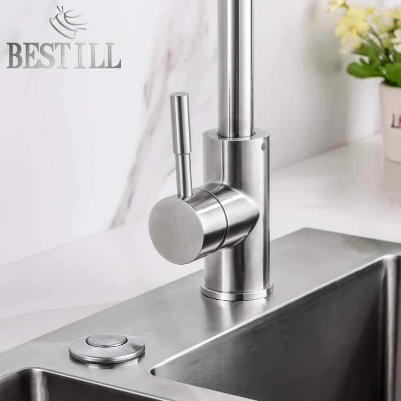 Bestill زر تشغيل/إيقاف لمصرف النفايات العلوي BESTILL مع خرطوم هواء بطول 5 أقدام، من الفولاذ المقاوم للصدأ بطلاء نيكل مصقول بطول 3.6 إنش، متوافق مع جميع وحدات الطاقة - Image 2